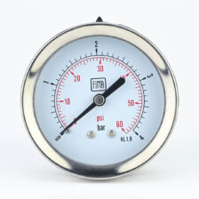 PRESSURE GAUGE 0-4 BAR 2.5" DIAL 1/4" BSP BACK CONNECTION SS CASE BRASS THREAD FIMA