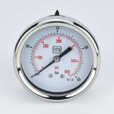 PRESSURE GAUGE 0-40 BAR 2.5" DIAL 1/4" BSP BACK CONNECTION SS CASE BRASS THREAD FIMA
