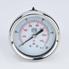 PRESSURE GAUGE 0-100 BAR 2.5" DIAL 1/4" BSP BACK CONNECTION SS CASE BRASS THREAD FIMA