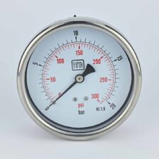 PRESSURE GAUGE 0-20 BAR 4" DIAL 1/2" BSP BACK CONNECTION SS CASE BRASS THREAD FIMA