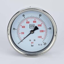 PRESSURE GAUGE 0-100 BAR 4" DIAL 1/2" BSP BACK CONNECTION SS CASE BRASS THREAD FIMA