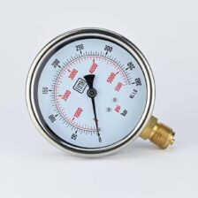 PRESSURE GAUGE 0-380 BAR 4" DIAL 1/2" BSP BOTTOM CONNECTION SS CASE BRASS THREAD FIMA