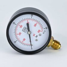 PRESSURE GAUGE 0-40 BAR 2.5" DIAL 1/4" BSP BOTTOM CONNECTION BLACK CASE BRASS THREAD FIMA