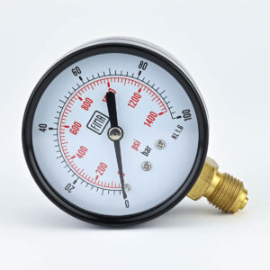 PRESSURE GAUGE 0-100 BAR 2.5" DIAL 1/4" BSP BOTTOM CONNECTION BLACK CASE BRASS THREAD FIMA