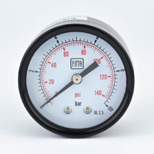 PRESSURE GAUGE 0-10 BAR 2.5" DIAL 1/4" BSP BACK CONNECTION BLACK CASE BRASS THREAD FIMA