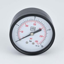 PRESSURE GAUGE 0-20 BAR 2.5" DIAL 1/4" BSP BACK CONNECTION BLACK CASE BRASS THREAD FIMA