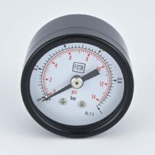 PRESSURE GAUGE 0-1 BAR 1.5" DIAL 1/8" BSP BACK CONNECTION BLACK CASE BRASS THREAD FIMA