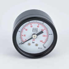 PRESSURE GAUGE 0-10 BAR 1.5" DIAL 1/8" BSP BACK CONNECTION BLACK CASE BRASS THREAD FIMA