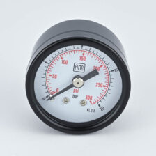 PRESSURE GAUGE 0-20 BAR 1.5" DIAL 1/8" BSP BACK CONNECTION BLACK CASE BRASS THREAD FIMA