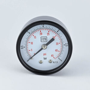 PRESSURE GAUGE 0-3 BAR 2" DIAL 1/4" BSP BACK CONNECTION BLACK CASE BRASS THREAD FIMA