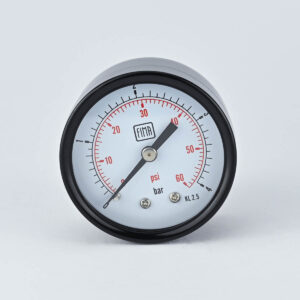 PRESSURE GAUGE 0-4 BAR 2" DIAL 1/4" BSP BACK CONNECTION BLACK CASE BRASS THREAD FIMA