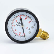 PRESSURE GAUGE 0-10 BAR 2" DIAL 1/4" BSP BOTTOM CONNECTION BLACK CASE BRASS THREAD FIMA