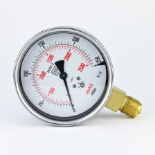 PRESSURE GAUGE 0-250-MBAR 4" DIAL 1/2" BSP BOTTOM CONNECTION SS CASE BRASS THREAD FIMA