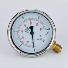 PRESSURE GAUGE 0-10 BAR 4" DIAL 1/2" BSP BOTTOM CONNECTION SS CASE BRASS THREAD FIMA