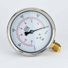 VACUUM GAUGE -1 TO 0 BAR 4" DIAL 1/2" BSP BOTTOM CONNECTION SS CASE BRASS THREAD FIMA