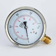 PRESSURE GAUGE 0-1 BAR 4" DIAL 1/2" BSP BOTTOM CONNECTION SS CASE BRASS THREAD FIMA