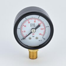 PRESSURE GAUGE 0-10 BAR 1.5" DIAL 1/8" BOTTOM CONNECTION BLACK CASE BRASS THREAD FIMA