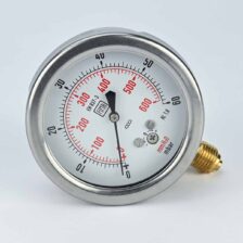PRESSURE GAUGE 0-60 BAR 2" DIAL 1/4" BSP BOTTOM CONNECTION SS CASE BRASS THREAD FIMA