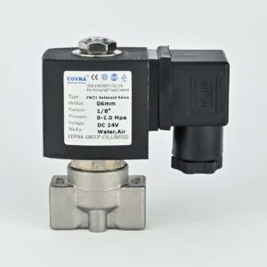 SOLENOID VALVE 2/2 1/8" NC SS BODY DIRECT ACTING 24 VDC COIL & ADAPTOR COVNA