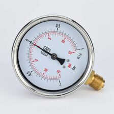 VACUUM GAUGE -1 TO 1 BAR 4" DIAL 1/2" BSP BOTTOM CONNECTION SS CASE BRASS THREAD FIMA
