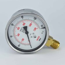 PRESSURE GAUGE 0-120-MBAR 4" DIAL 1/2" BSP BOTTOM CONNECTION SS CASE BRASS THREAD