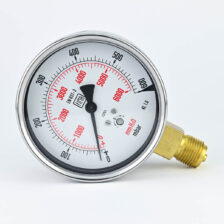PRESSURE GAUGE 0-600-MBAR 4" DIAL 1/2" BSP BOTTOM CONNECTION SS CASE BRASS THREAD
