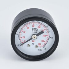 PRESSURE GAUGE 0-12 BAR 1.5" DIAL 1/8" BSP BACK CONNECTION BLACK CASE BRASS THREAD FIMA