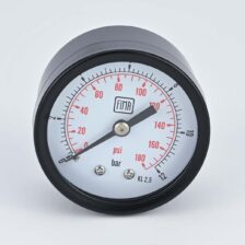 PRESSURE GAUGE 0-12 BAR 2" DIAL 1/4" BSP BACK CONNECTION BLACK CASE BRASS THREAD FIMA