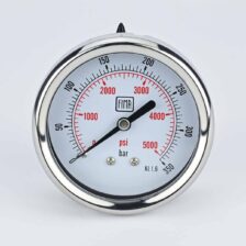 PRESSURE GAUGE 0-350 BAR 2.5" DIAL 1/4" BSP BACK CONNECTION SS CASE BRASS THREAD FIMA
