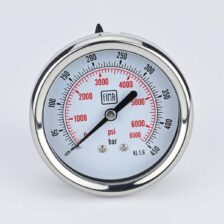 PRESSURE GAUGE 0-450 BAR 2.5" DIAL 1/4" BSP BACK CONNECTION SS CASE BRASS THREAD FIMA